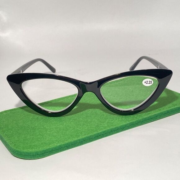 1340 Emma Cateye Reading Glasses 2.25 Black Readers NWT - Picture 2 of 9